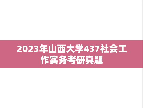 2023年山西大学437社会工作实务考研真题