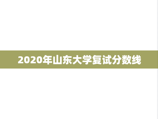 2020年山东大学复试分数线