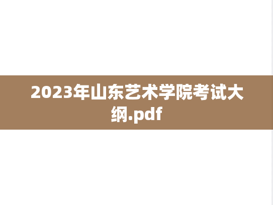 2023年山东艺术学院考试大纲.pdf