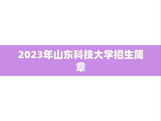 2023年山东科技大学招生简章