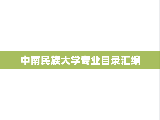 中南民族大学专业目录汇编