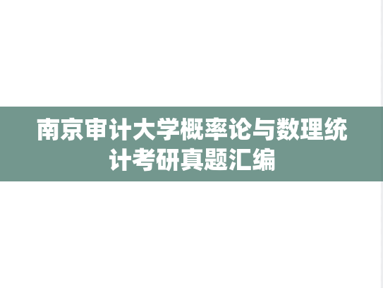 南京审计大学概率论与数理统计考研真题汇编