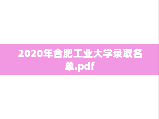 2020年合肥工业大学录取名单.pdf