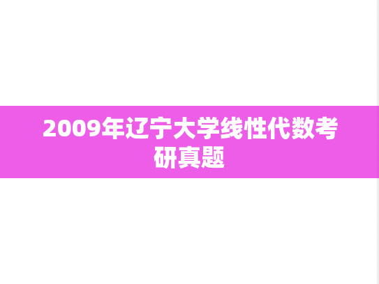 2009年辽宁大学线性代数考研真题