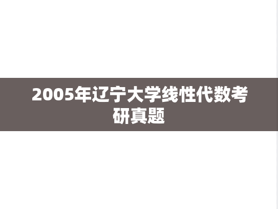 2005年辽宁大学线性代数考研真题
