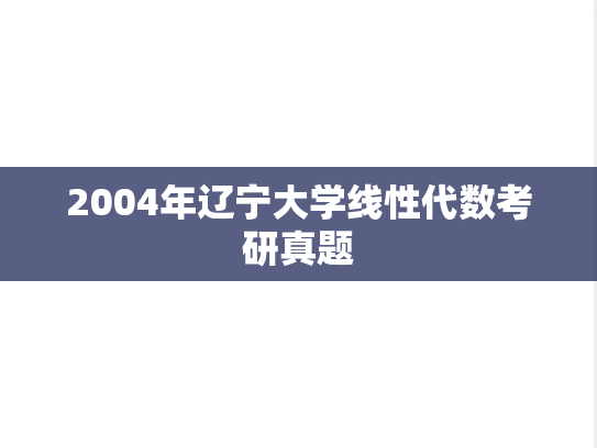 2004年辽宁大学线性代数考研真题