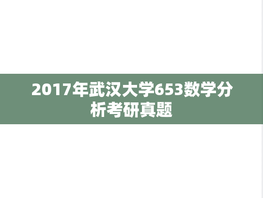 2017年武汉大学653数学分析考研真题