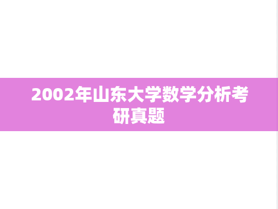 2002年山东大学数学分析考研真题