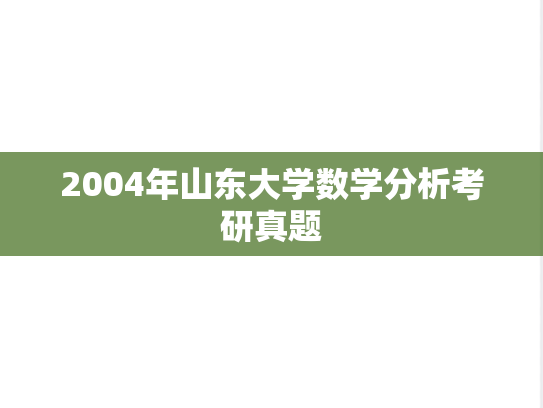 2004年山东大学数学分析考研真题