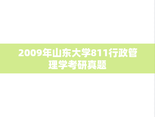 2009年山东大学811行政管理学考研真题