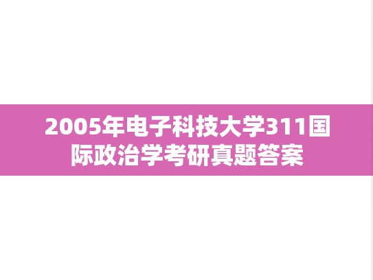 2005年电子科技大学311国际政治学考研真题答案