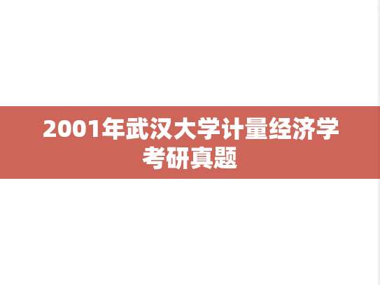 2001年武汉大学计量经济学考研真题