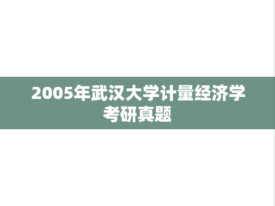 2005年武汉大学计量经济学考研真题