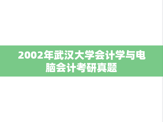 2002年武汉大学会计学与电脑会计考研真题