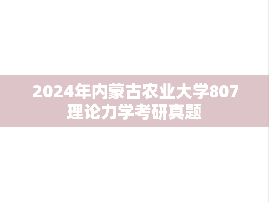 2024年内蒙古农业大学807理论力学考研真题