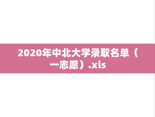 2020年中北大学录取名单（一志愿）.xls
