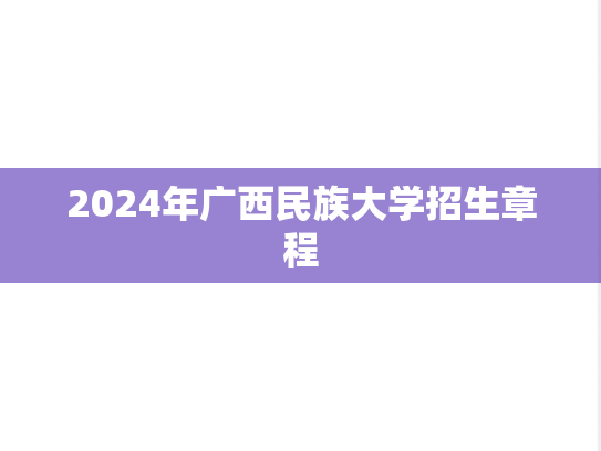 2024年广西民族大学招生章程