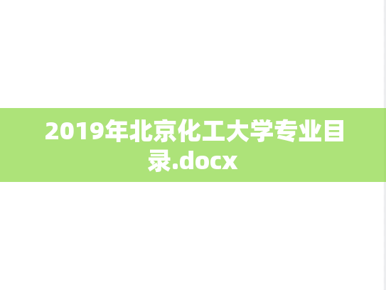 2019年北京化工大学专业目录.docx