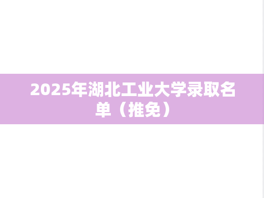 2025年湖北工业大学录取名单（推免）