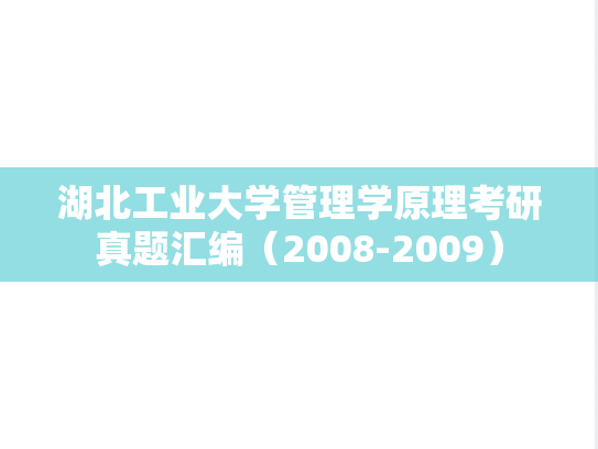 湖北工业大学管理学原理考研真题汇编（2008-2009）