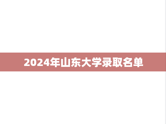 2024年山东大学录取名单