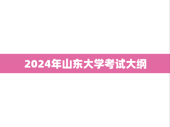 2024年山东大学考试大纲