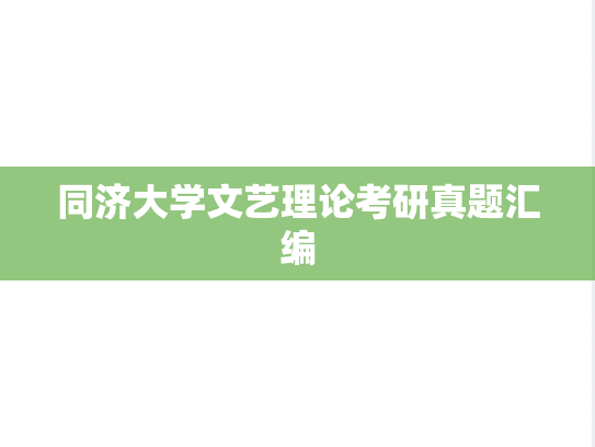 同济大学文艺理论考研真题汇编