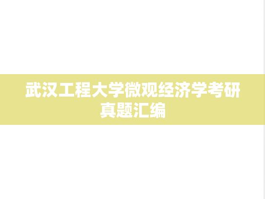 武汉工程大学微观经济学考研真题汇编