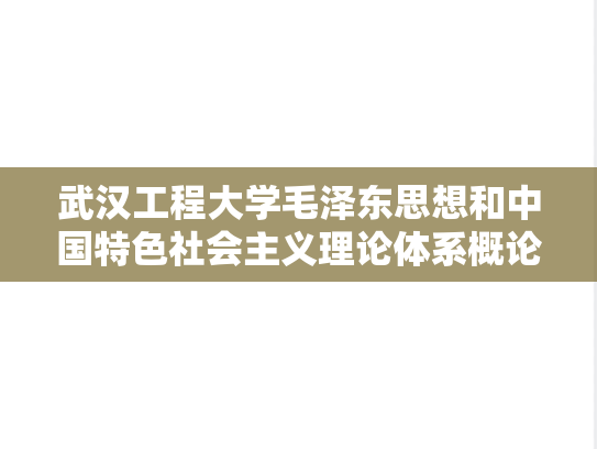 武汉工程大学毛泽东思想和中国特色社会主义理论体系概论考研真题汇编（2022-2024）