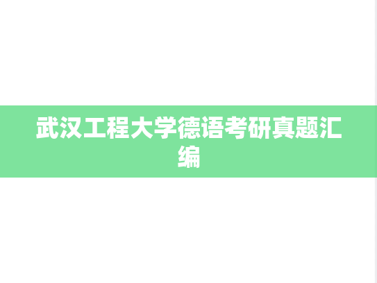 武汉工程大学德语考研真题汇编