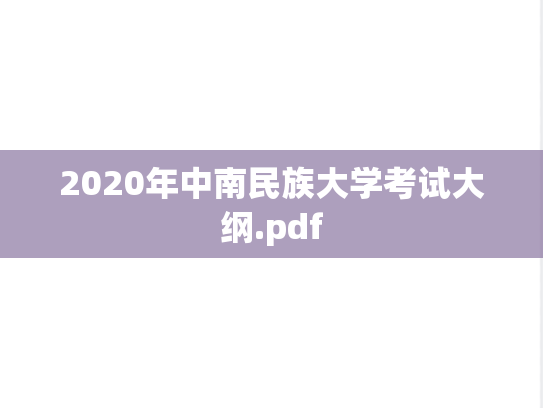 2020年中南民族大学考试大纲.pdf