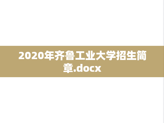 2020年齐鲁工业大学招生简章.docx