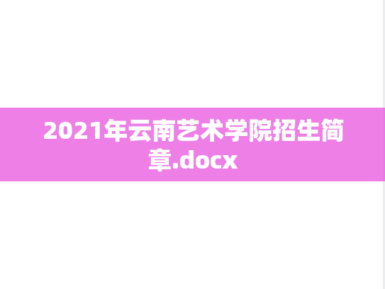 2021年云南艺术学院招生简章.docx