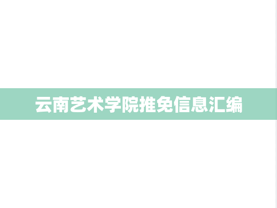云南艺术学院推免信息汇编