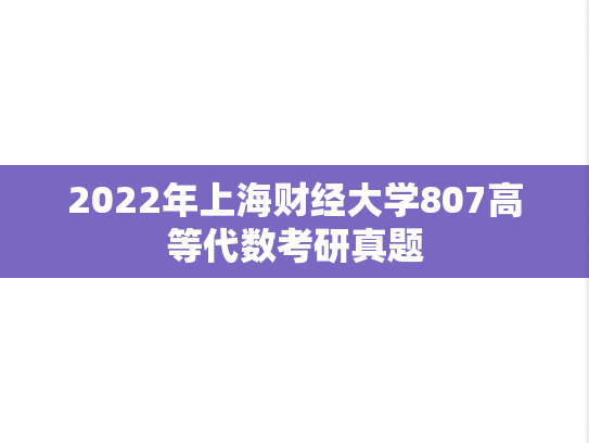 2022年上海财经大学807高等代数考研真题
