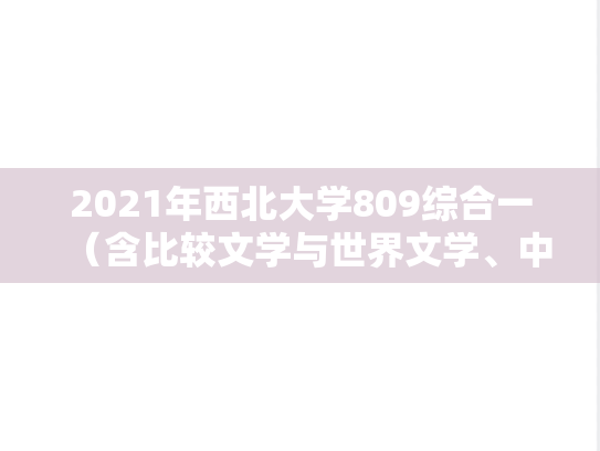 2021年西北大学809综合一（含比较文学与世界文学、中国现当代文学、文学理论）考研真题