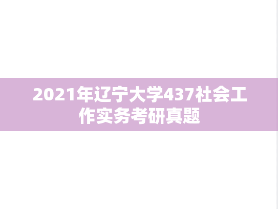 2021年辽宁大学437社会工作实务考研真题