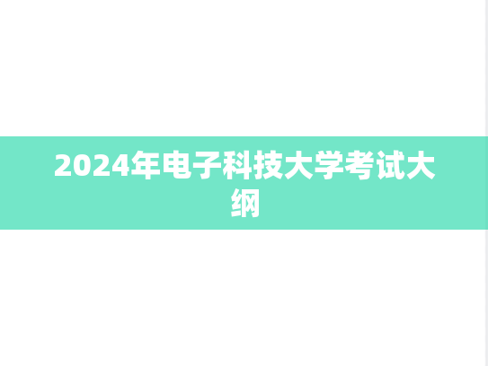 2024年电子科技大学考试大纲