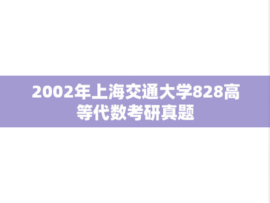 2002年上海交通大学828高等代数考研真题
