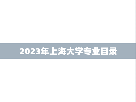 2023年上海大学专业目录