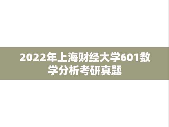 2022年上海财经大学601数学分析考研真题