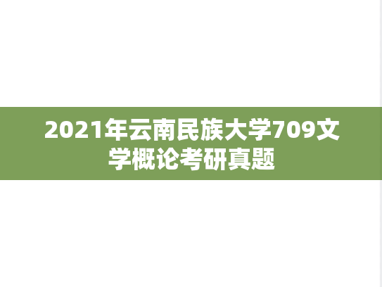 2021年云南民族大学709文学概论考研真题
