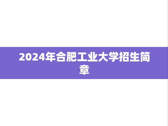 2024年合肥工业大学招生简章
