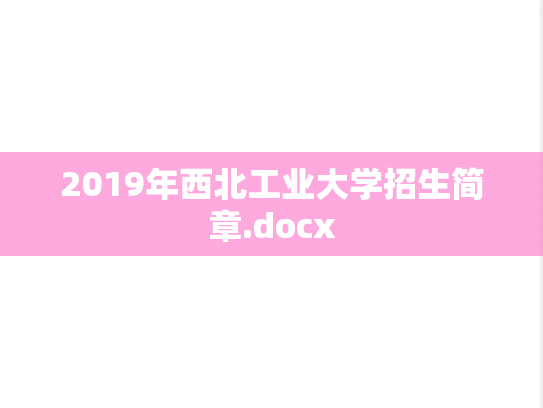 2019年西北工业大学招生简章.docx