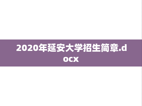 2020年延安大学招生简章.docx