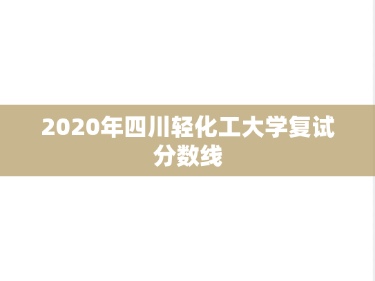 2020年四川轻化工大学复试分数线