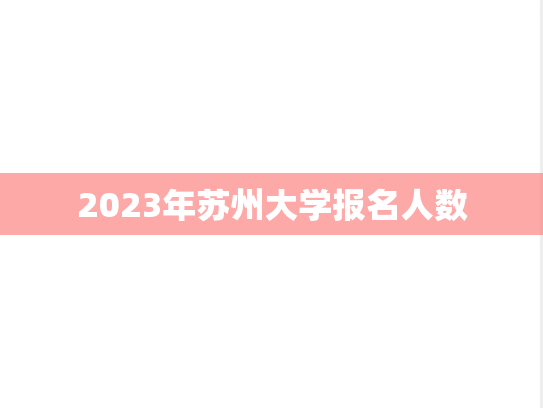2023年苏州大学报名人数