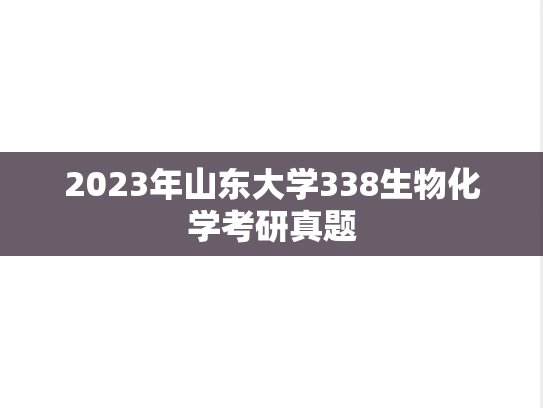 2023年山东大学338生物化学考研真题
