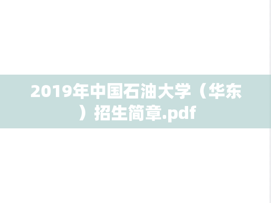 2019年中国石油大学（华东）招生简章.pdf