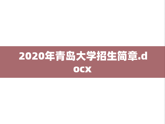 2020年青岛大学招生简章.docx